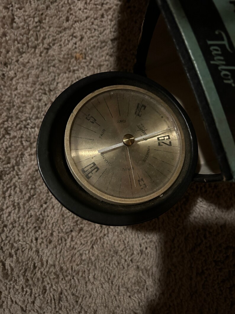 Antique Barometer, Vintage Barometer, Black and Gold Barometer, Wooden