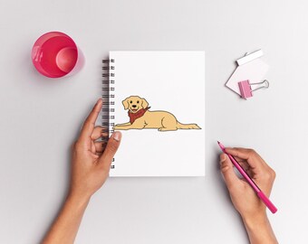 Cute Golden Retriever with a Bandana Notebook