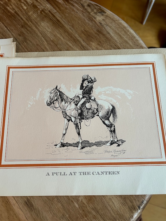 Vintage Frederic Remington Western Prints – 1961 Mid-Century Art Set