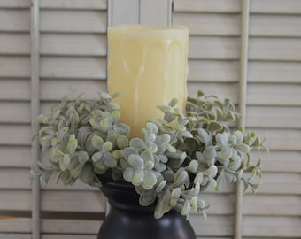 Farmhouse Candle Ring, Candle Ring, Farmhouse greens, Farmhouse Wreath, Mini Farmhouse Wreath