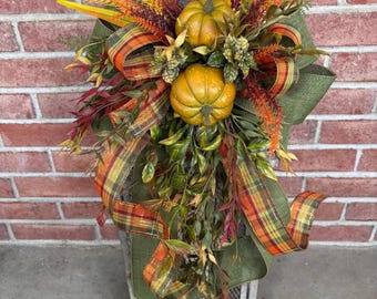 Fall Lantern Swag, Fall Wreath, Lantern Topper