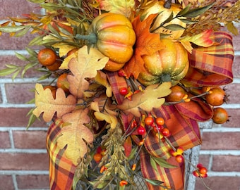 Fall Lantern Swag, Fall Wreath, Autumn Decor, Front porch decor