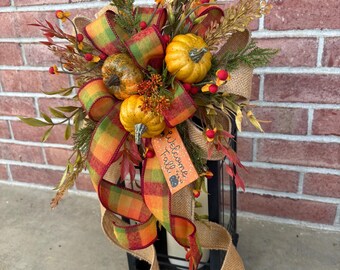 Fall Lantern Swag, Fall front porch decor, Fall wreath