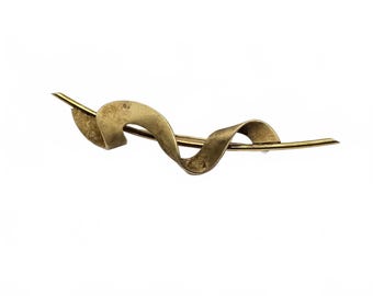 Vintage 925 Sterling Silver Gold Vermeil Modernist Wave Hair Slide