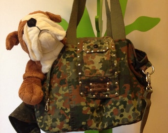 Tasche, Tasche für Pet, Katzen und Hunde Tragetasche mit Gurt, Militär, Tarnung, militärische