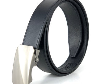 Nickel Buckle Comfort Click Belt Elegant Ratchet Belt Mens Belt Slide Buckle Belt Black Ratchet Belt Black Buckle Belt Slide leather belt