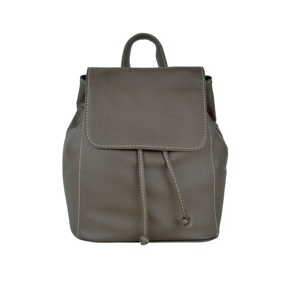 grey leather rucksack womens