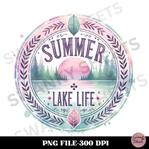 Retro Summer Lake Life PNG: Outdoors Sublimation Design (Digital Download)