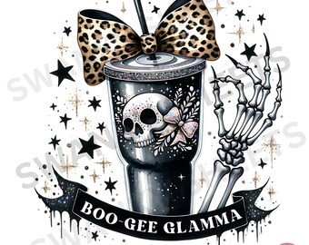 Boo-Gee Glamma Halloween, png-bestand: luipaardschedel (digitale download)