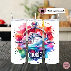 Cruise Time 20oz Seamless Tumbler Wrap, Vibrant Cruise Design, Sublimation Tumbler Wrap, Vacation Tumbler Design, Cruise Ship Tumbler Wrap