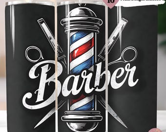 Barber Seamless Tumbler Wrap, 20oz Skinny Barber Sublimation Design, Barbershop PNG, Barber, Stylist Tumbler Wrap