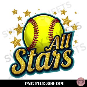 All Stars Softball PNG Design, Softball Team Sublimation Png, Sport Png, Girls Softball png, Game day png, Softball PNG