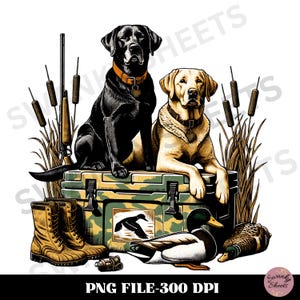 Hunting Dog Cooler PNG, Hunter Camo Black Labrador Retriever PNG, Summer Outdoor Camping Sublimation Design, Lab Dog Mom, Yellow Lab PNG