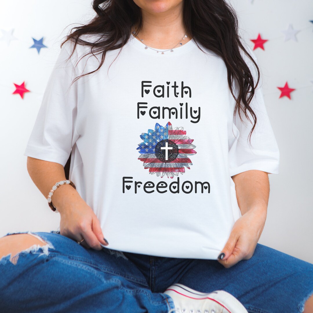 Faith Family Freedom Shirt American Flag Sunflower Shirt - Etsy