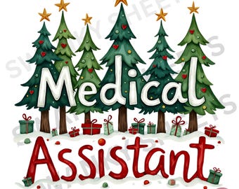 Asistente médico navideño PNG, médico navideño PNG, enfermera PNG, diseño de sublimación navideña, descarga digital