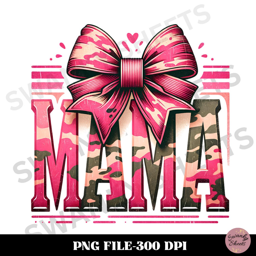 Mama Pink Camo Coquette Bow PNG, Old School Camo Png, Girls Camo Bow ...