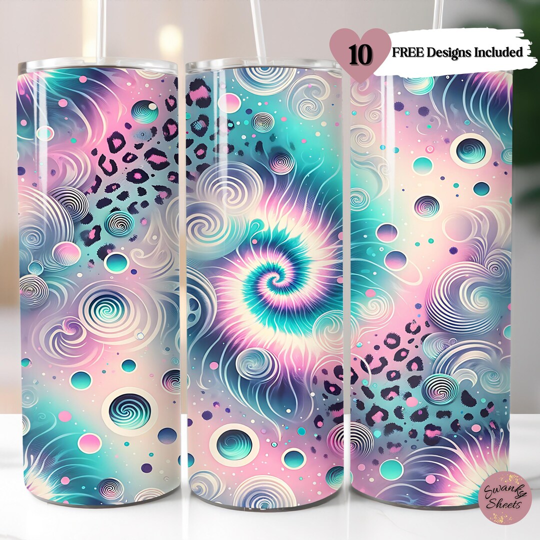 Tie Dye Leopard Tumbler Wrap PNG: Groovy 20oz Sublimation Design ...
