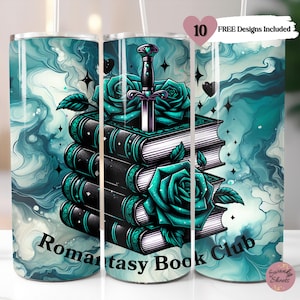 Romantasy Book Club Seamless Tumbler Wrap, 20oz Bookish Tumbler, Book Lover Gift, Romance book png, Book Lover Sublimation Design