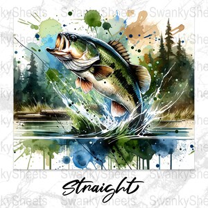 Vaso envolvente de acuarela para pesca, diseño de sublimación delgado sin costuras de 20 oz, pescador PNG, diseño de naturaleza con sublimación de acuarela imagen 5