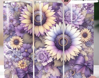 Purple Sunflower Tumbler Wrap: Coquette Glitter Design (Digital Download)
