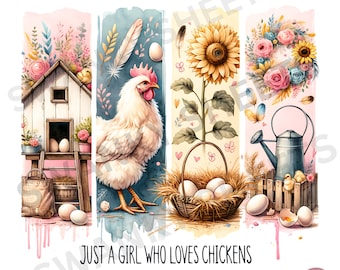 Floral Chicken Lover PNG: Brushstroke Farm Life Design (Digital Download)