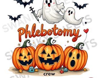 Phlebotomy Crew PNG, Halloween Clipart, Phlebotomy Tech, Phlebotomist, Nurse PNG, Spooky Season, Pumpkin PNG