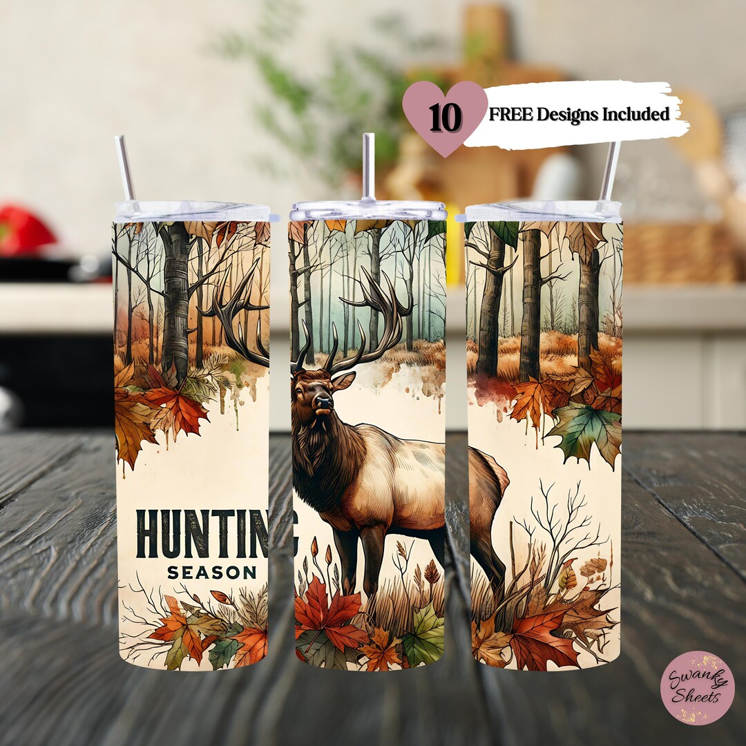 Camo Deer Elk Hunting Season Tumbler Wrap, 20oz Skinny Sublimation ...