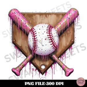 Baseball Ice Cream Drip PNG: Sport Team Sublimation (Digital Download)