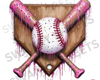 Baseball Ice Cream Drip PNG: Sport Team Sublimation (Digital Download)