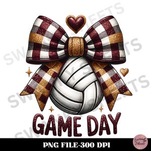 Volleyball Game Day PNG: Coquette Glitter Design (Digital Download)