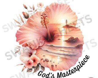 Versículo bíblico floral PNG: Obra maestra de Dios, descarga digital cristiana