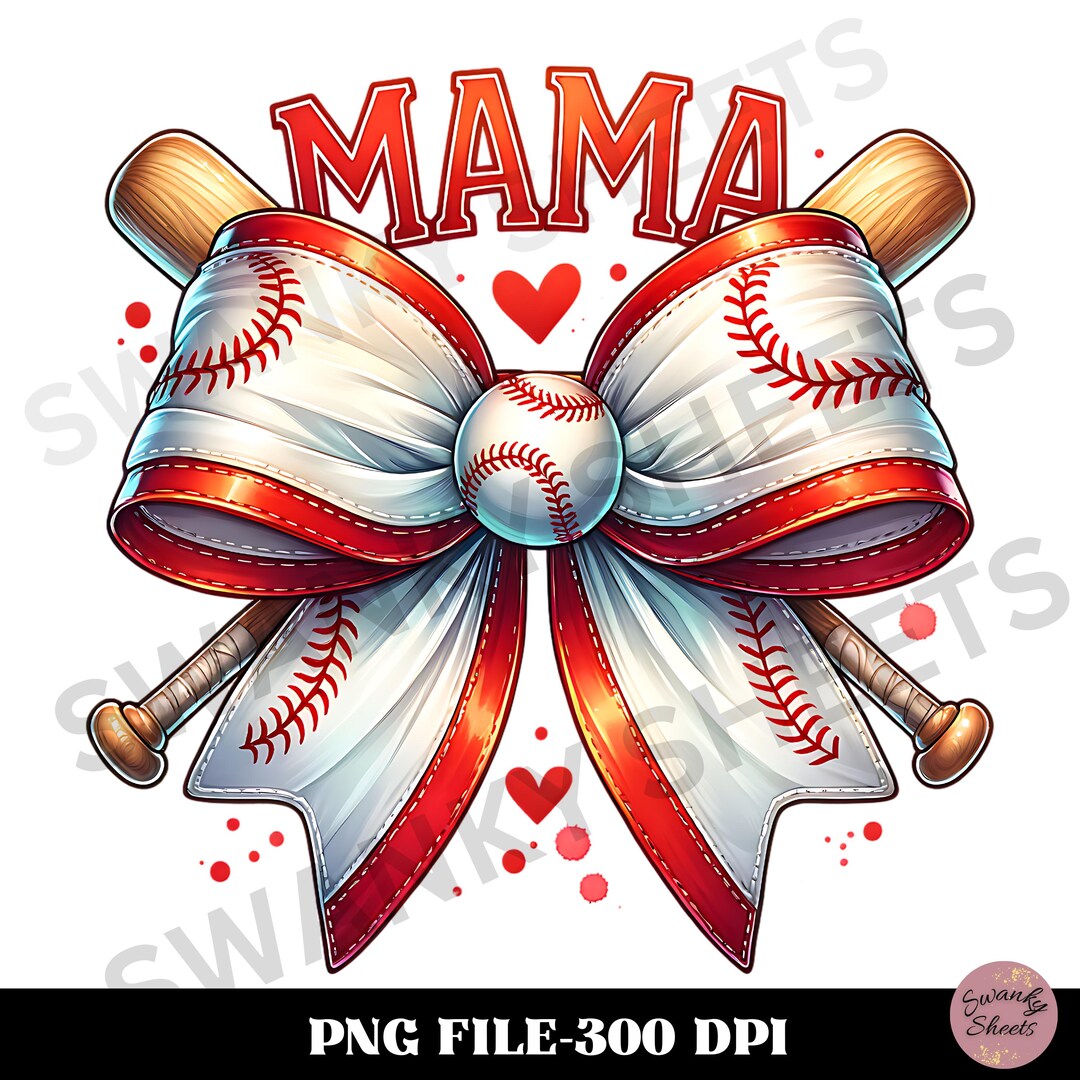 Baseball Mama Coquette Bow PNG: Retro Game Day Design (digital Download ...