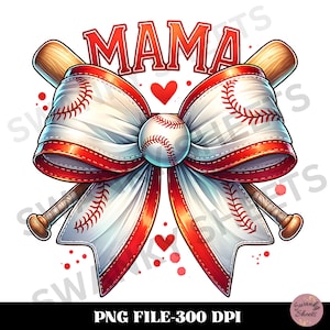 Baseball Mama Coquette Bow PNG, Baseball Mom Png, Retro Baseball Png, Game Day Sublimation Design, Sports Bow Png