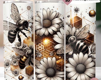 Envoltura para vaso con diseño de panal de abeja, vaso delgado de abejorro de 20 oz (sublimación PNG), diseño de colmena, amante de las abejas