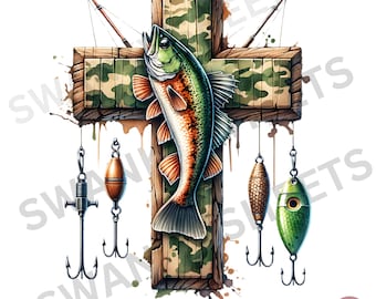 Camo Cross Angeln png, Christliche Fischer von Männern png, Bibel Natur Outdoor png, Christlich png, Faith Fish png, Angeln Sublimation Design