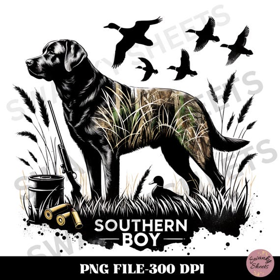 Southern Boy PNG, Hunting Dog Png, Camo Dog Png, Retro Hunt Png, Camo Duck Hunting Shirt Png, Hunting Sublimation Design, He's Hunting