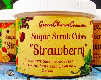 Sugar scrub "Strawberry with Cream", sugar scrub, sugar scrub bar