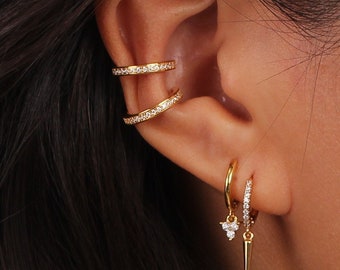 Gold Ear Cuff Fake Piercing Minimalist Ear Cuff Gold Earrings Dainty Earrings Huggies Cuff Earrings Silver Ear Cuff Ear Wrap Friend Gift Her