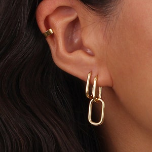 Double Hoop Earrings Gold Earrings Huggie Earrings Minimalist Earrings Modern Earrings Silver Earrings Dangle Earrings Drop Earrings Gift