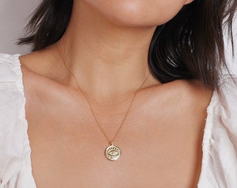 Evil Eye Necklace Eye Necklace Dainty Necklace Protection Necklace Coin Necklace Delicate Necklace Gold Necklace Layered Necklace Minimalist