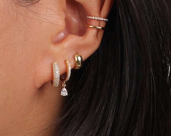 Diamond Earrings Gold Huggie Hoops Dangle Earrings Gold Hoop Earrings Huggie Earrings Huggie Hoops Minimalist Jewelry Silver Hoop Earrings