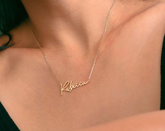Namensschild-Halskette, personalisiertes Geschenk, goldene Namenskette, individuelle Halskette, Damen-Halskette, personalisierter Schmuck, Geschenk für neue Mutter, Geburtstagsgeschenk für Sie