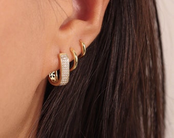 Geometrische Ohrringe, Gold-Creolen, baumelnde Ohrringe, Diamant-Ohrringe, minimalistischer Schmuck, Gold-Creolen, Tropfen-Ohrringe, Statement-Geschenk für Sie