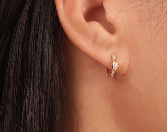 Marquise Earrings Cartilage Earrings Diamond Earrings Second Piercing Huggie Earrings Minimalist Earrings Sister Gift Bridesmaid Gift Mother