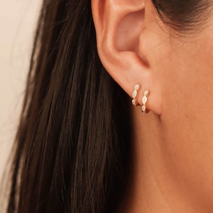 Marquise Earrings Cartilage Earrings Diamond Earrings Second Piercing Huggie Earrings Minimalist Earrings Sister Gift Bridesmaid Gift Mother image 1