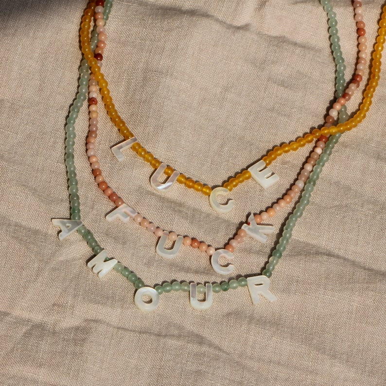 Pearl Name Necklace Beaded Name Choker Name Choker Necklace Etsy