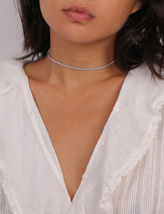 Fijne choker met strass main image 0