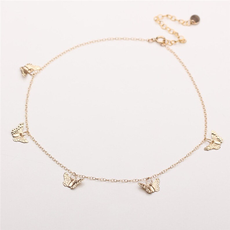 Butterfly Necklace Butterfly Choker Gold Butterflies Etsy