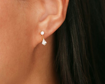 Dainty Earrings Diamond Earrings Dangle Earrings Diamond Studs Stud Earrings Small Earrings Gold Earrings Bridal Earrings Wedding Gift Idea