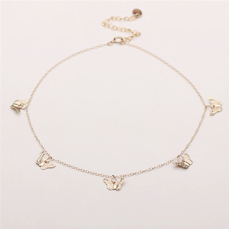 Butterfly Necklace Butterfly Choker Gold Butterflies Etsy